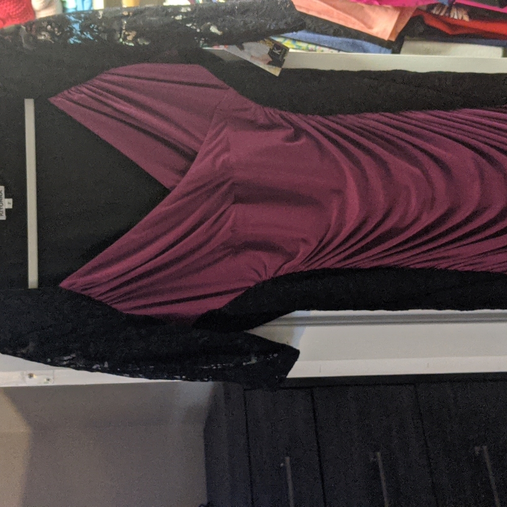 Flattering purple and black lace dress